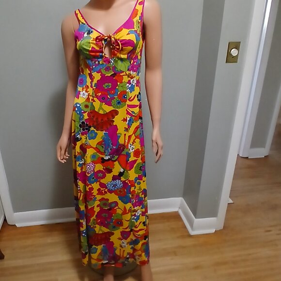 Stunning VTG Nighty 1960-70s Lingerie D'Amor by Molyclaire Size S Silky Oriental - Picture 2 of 16